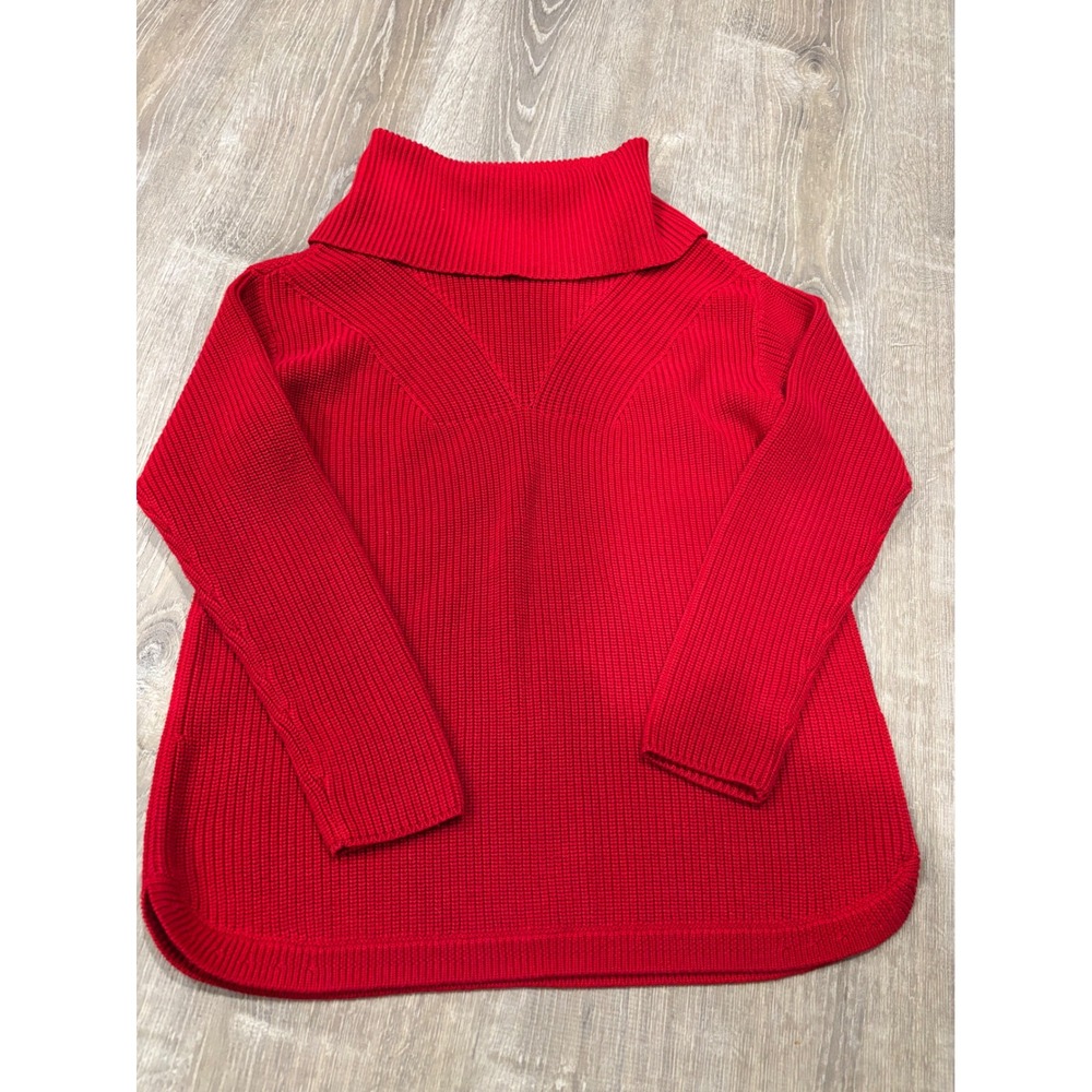 Talbots‎ MP Red Cowlneck Sweater Ribbed Knit Long Sleeve Cozy Women Winter